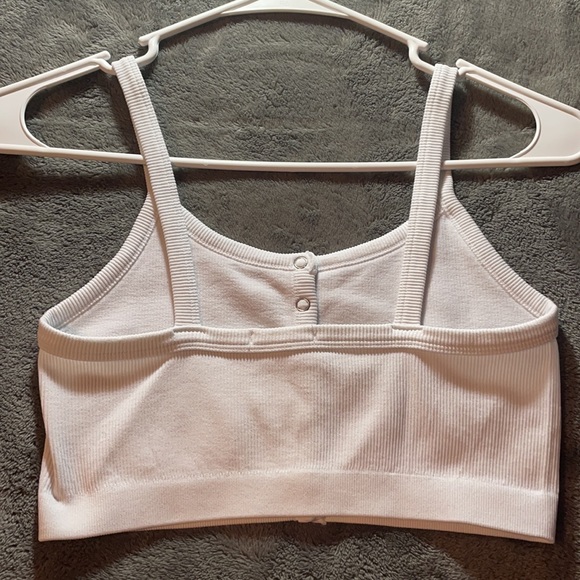 White Button Up Crop Top - Picture 2 of 3